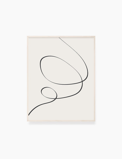 MINIMAL LINE ART. Abstract Swirl Shape. Boho Aesthetic. Beige. Black. Printable Wall Art Illustration. - PAPER MOON Art & Design