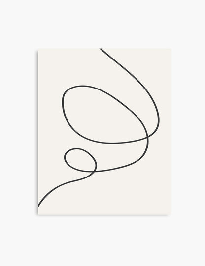 MINIMAL LINE ART. Abstract Swirl Shape. Boho Aesthetic. Beige. Black. Printable Wall Art Illustration. - PAPER MOON Art & Design