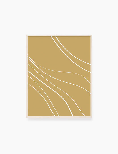 MINIMAL LINE ART. Abstract Waves. Boho. Yellow Gold. Printable Wall Art Illustration. - PAPER MOON Art & Design