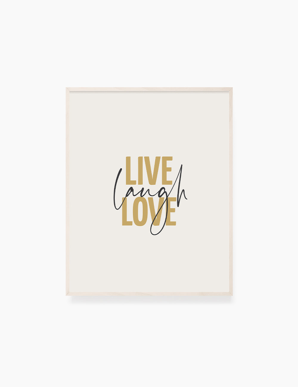 LIVE. LAUGH. LOVE. Yellow Gold. Beige. Inspirational quote. Printable Wall Art Quote. - PAPER MOON Art & Design