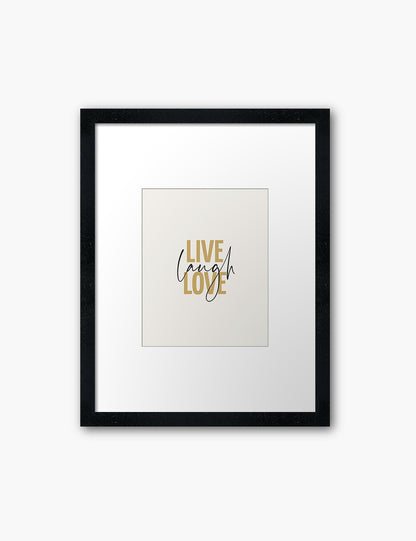 LIVE. LAUGH. LOVE. Yellow Gold. Beige. Inspirational quote. Printable Wall Art Quote. - PAPER MOON Art & Design
