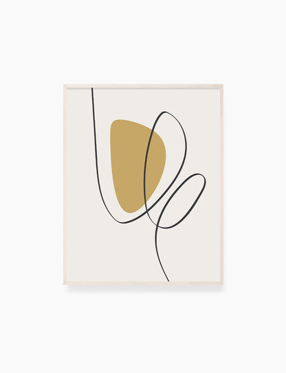MINIMAL LINE ART. Abstract Shapes. Boho Aesthetic. Yellow Gold. Beige. Black. Printable Wall Art Illustration. - PAPER MOON Art & Design