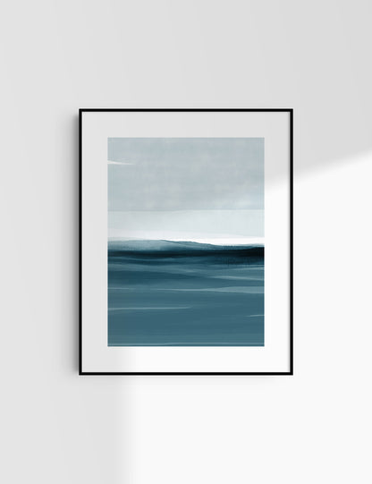 ABSTRACT WATERCOLOR LANDSCAPE. Blue. Ocean. Sea. Aesthetic. Minimalist. Printable Wall Art. - PAPER MOON Art & Design