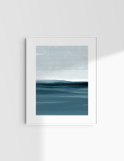 ABSTRACT WATERCOLOR LANDSCAPE. Blue. Ocean. Sea. Aesthetic. Minimalist. Printable Wall Art. - PAPER MOON Art & Design