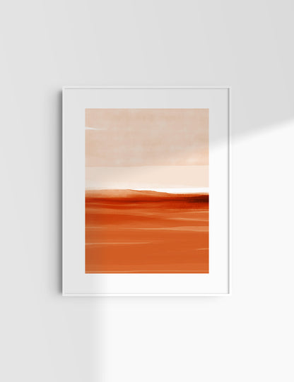 ABSTRACT WATERCOLOR LANDSCAPE. Burnt Orange. Desert. Aesthetic. Minimalist. Printable Wall Art. - PAPER MOON Art & Design