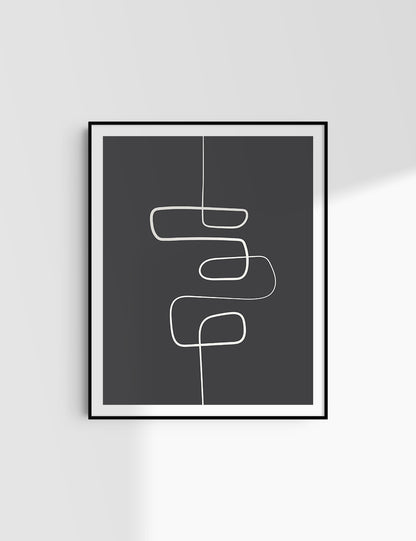 MINIMALIST, ABSTRACT ONE LINE ART. Black and Beige. Printable Wall Art Illustration.