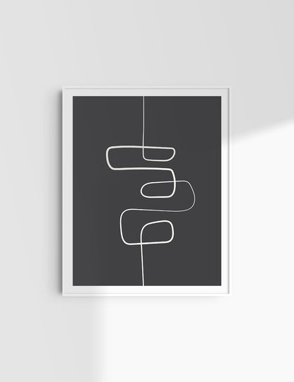 MINIMALIST, ABSTRACT ONE LINE ART. Black and Beige. Printable Wall Art Illustration.