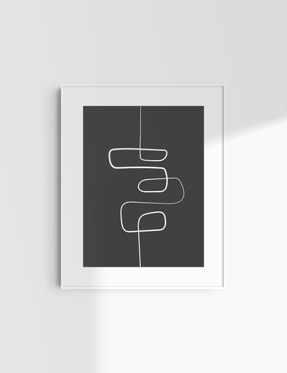 MINIMALIST, ABSTRACT ONE LINE ART. Black and Beige. Printable Wall Art Illustration.