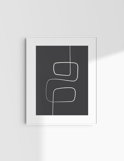 MINIMALIST, ABSTRACT ONE LINE ART. Black and Beige. Printable Wall Art Illustration.