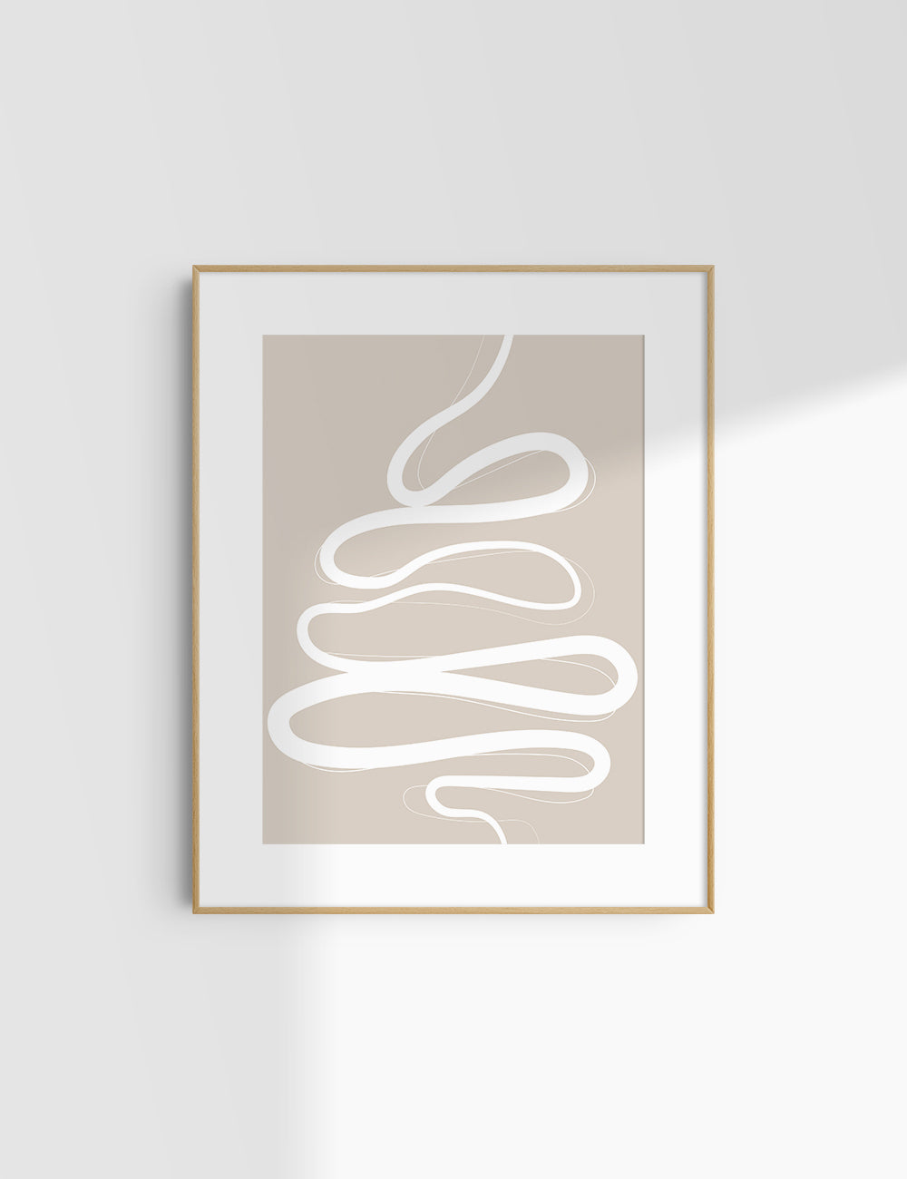 MINIMALIST, ABSTRACT LINE ART. Beige and White. Printable Wall Art Illustration.