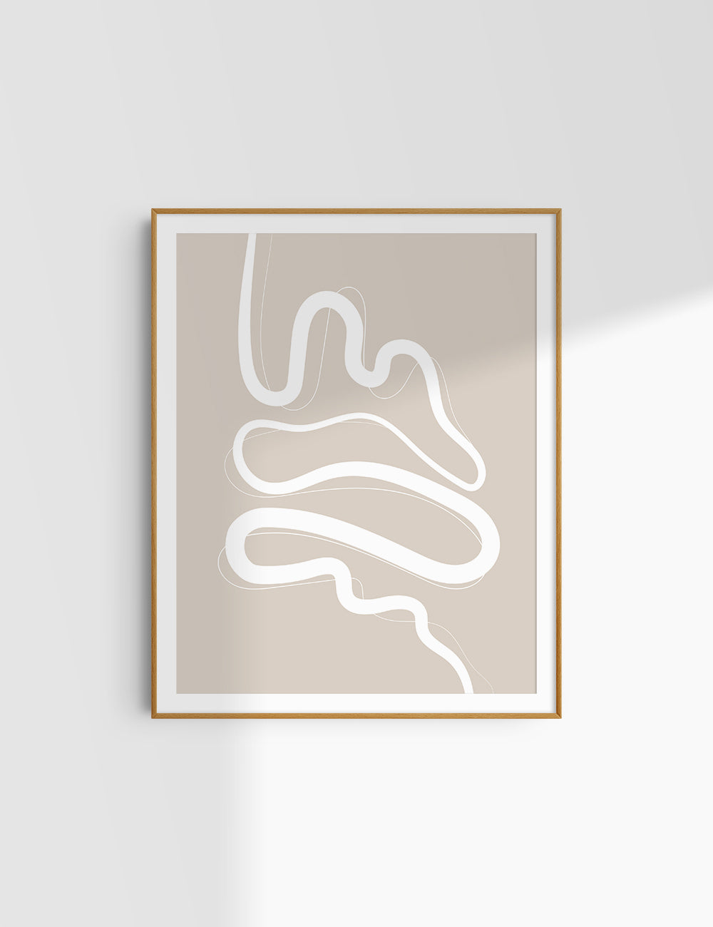 MINIMALIST, ABSTRACT LINE ART. Beige and White. Printable Wall Art Illustration.
