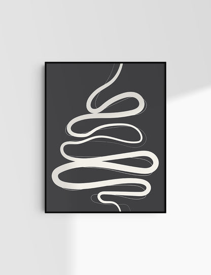MINIMALIST, ABSTRACT LINE ART. Black and Beige. Printable Wall Art Illustration.