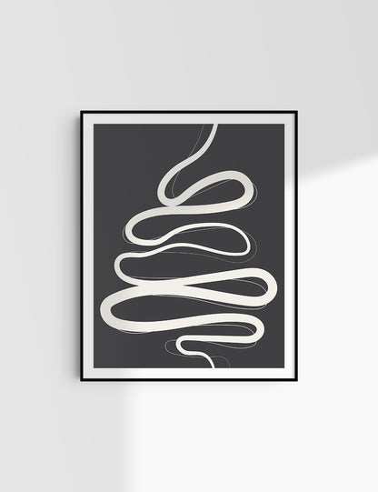 MINIMALIST, ABSTRACT LINE ART. Black and Beige. Printable Wall Art Illustration.