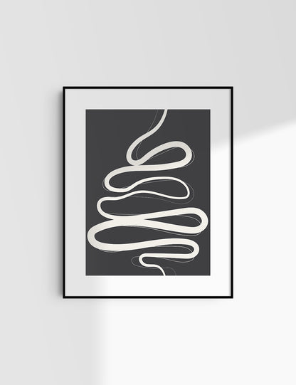 MINIMALIST, ABSTRACT LINE ART. Black and Beige. Printable Wall Art Illustration.
