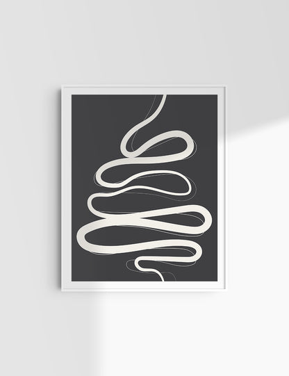 MINIMALIST, ABSTRACT LINE ART. Black and Beige. Printable Wall Art Illustration.
