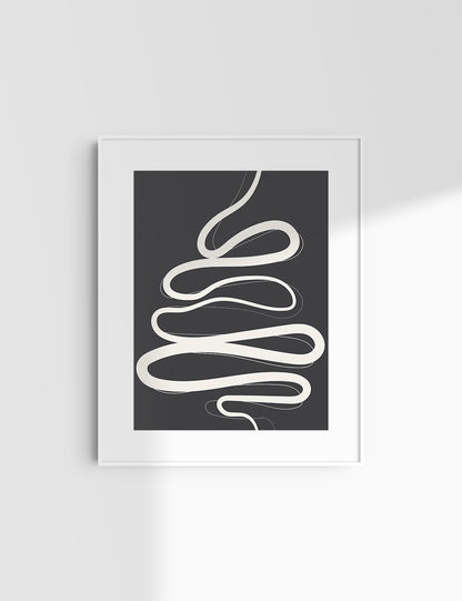 MINIMALIST, ABSTRACT LINE ART. Black and Beige. Printable Wall Art Illustration.