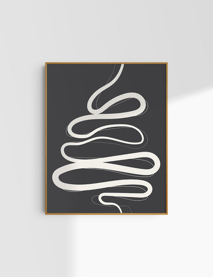 MINIMALIST, ABSTRACT LINE ART. Black and Beige. Printable Wall Art Illustration.
