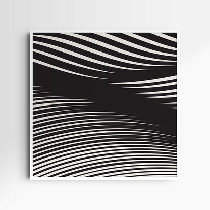 WAVY Black and Beige Abstract. Printable Wall Art Illustration. Square.