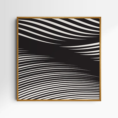 WAVY Black and Beige Abstract. Printable Wall Art Illustration. Square.