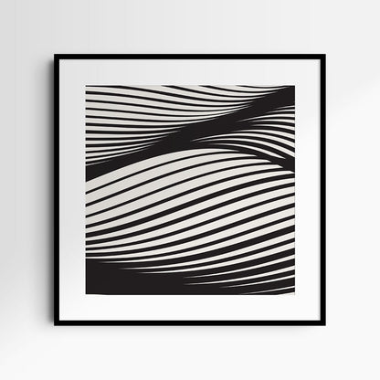 WAVY Black and Beige Abstract. Printable Wall Art Illustration. Square.