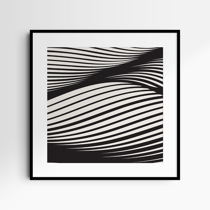 WAVY Black and Beige. Printable Wall Art Illustration. Square. – PAPER ...