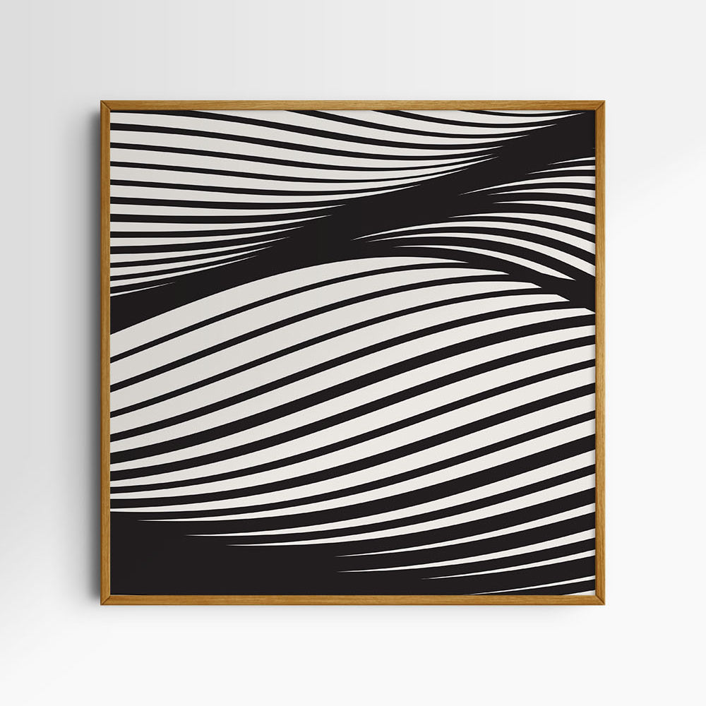 WAVY Black and Beige Abstract. Printable Wall Art Illustration. Square.