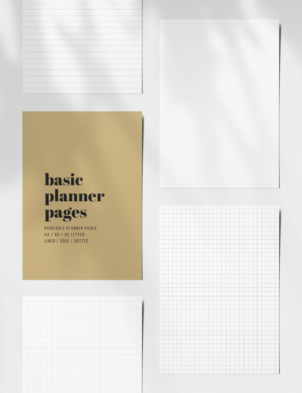 Printable Basic Planner Pages | Lined, Grid. Dotted | Printable Planner Essentials | A4 | A5 | US Letter | Printable Planner Pages | Minimal Aesthetic | Clean Design | PDF + JPEG | PAPER MOON Art & Design