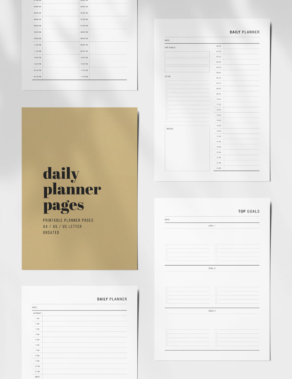 Printable Daily Planner | Undated | Printable Planner Essentials | A4 | A5 | US Letter | Printable Planner Pages | Minimal Aesthetic | Clean Design | PDF + JPEG | PAPER MOON Art & Design