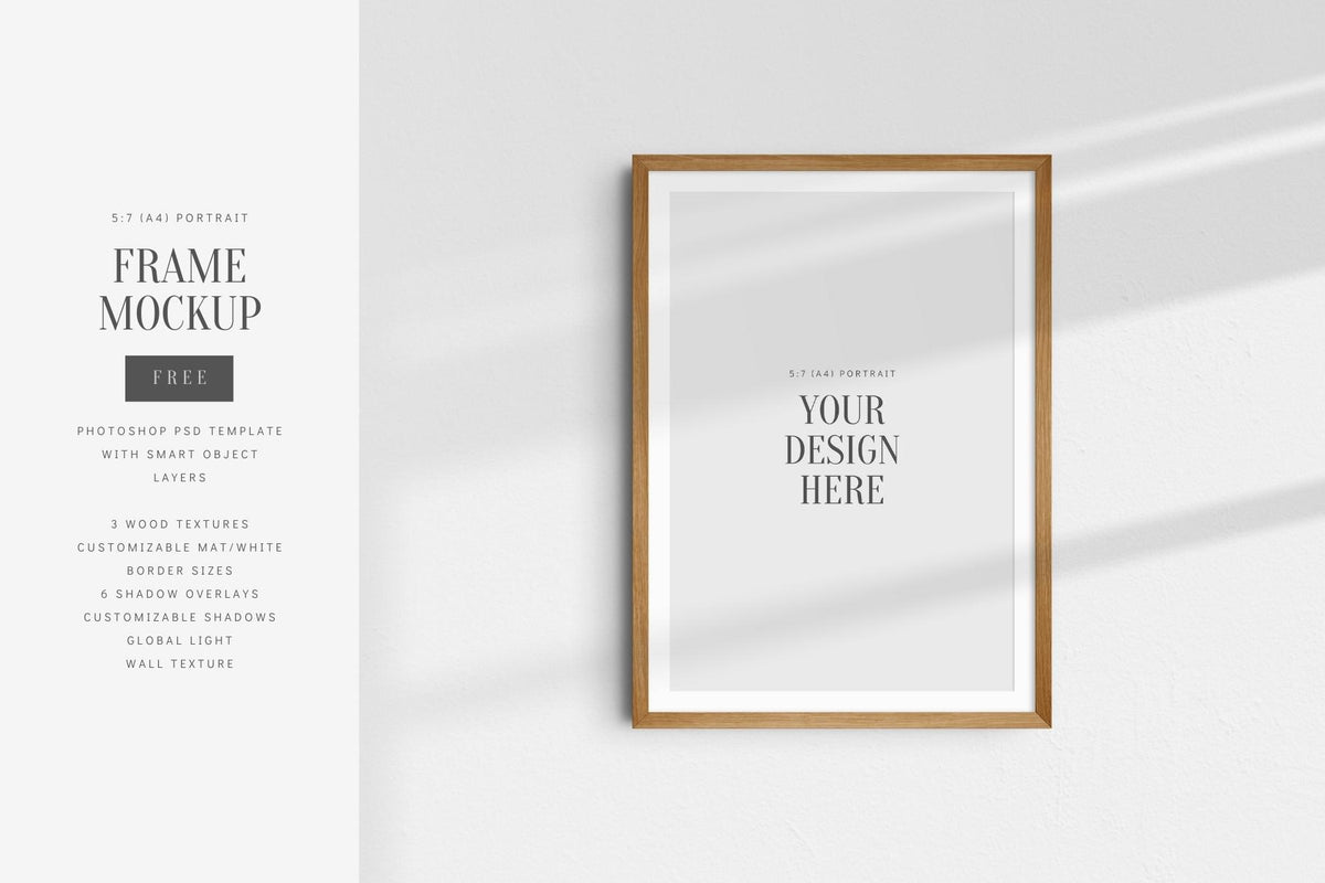 FREE Frame Mockup 5:7 (A4) Portrait | Free PSD Frame Mockup Template ...