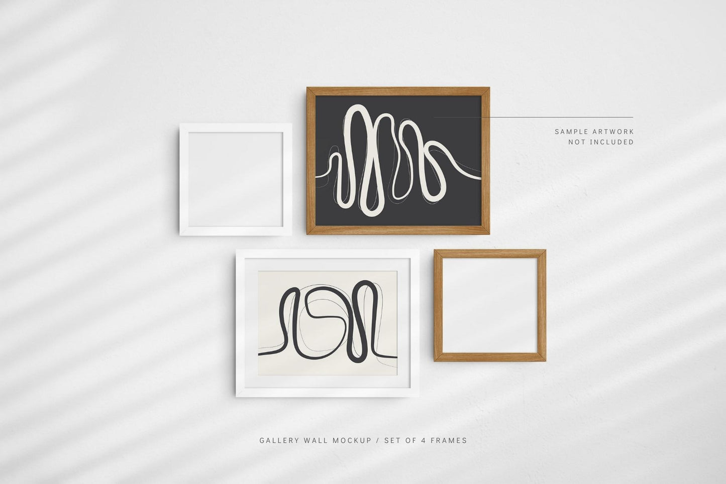 Gallery Wall Mockup | Set of 4 Frames | Frame Mockup | PSD | Editable Frame Colors and Texture