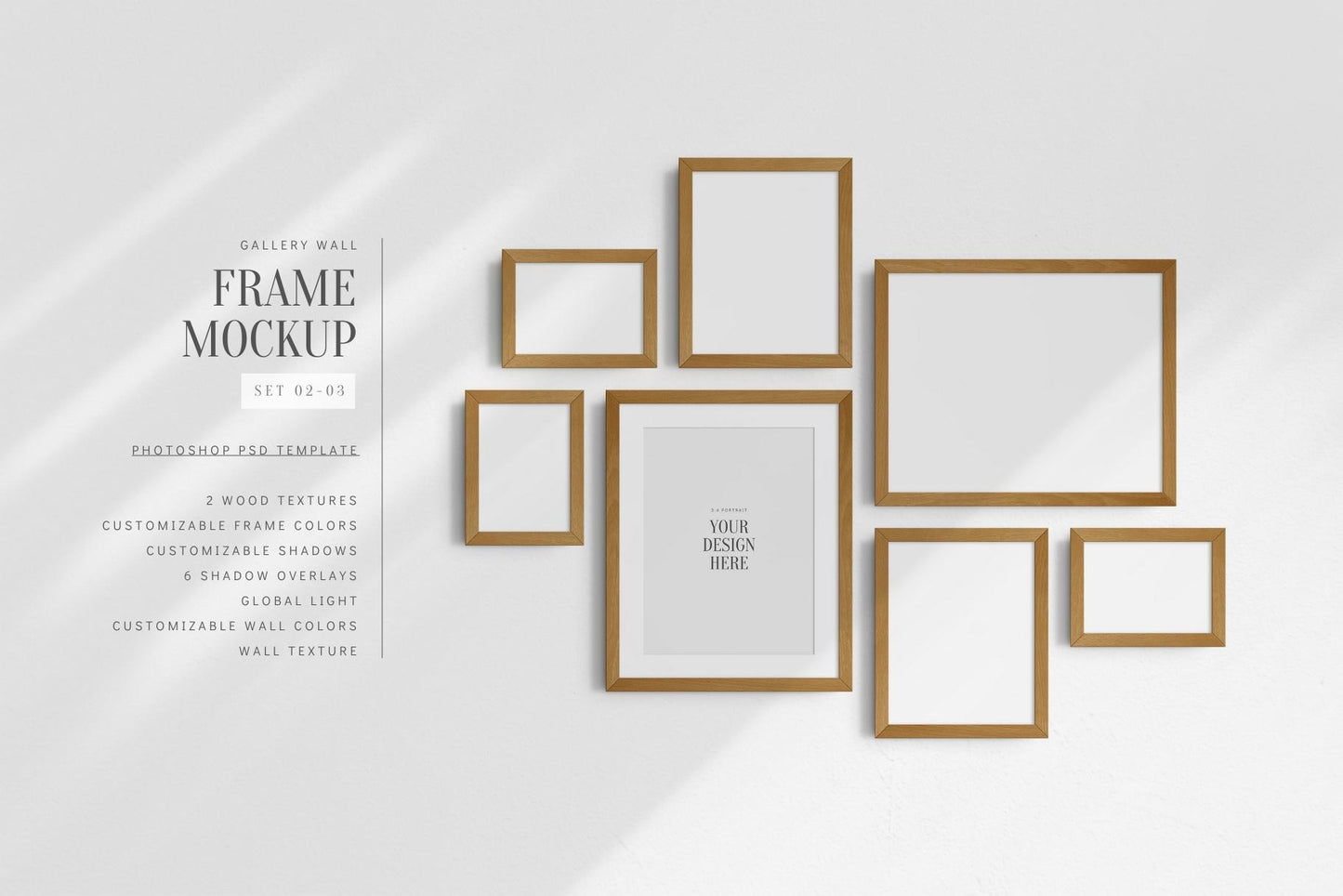 Gallery Wall Mockup | Set of 7 Frames | Frame Mockup | PSD | Editable, Customizable