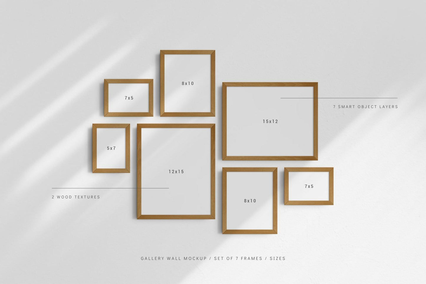 Gallery Wall Mockup | Set of 7 Frames | Frame Mockup | PSD | Sizes