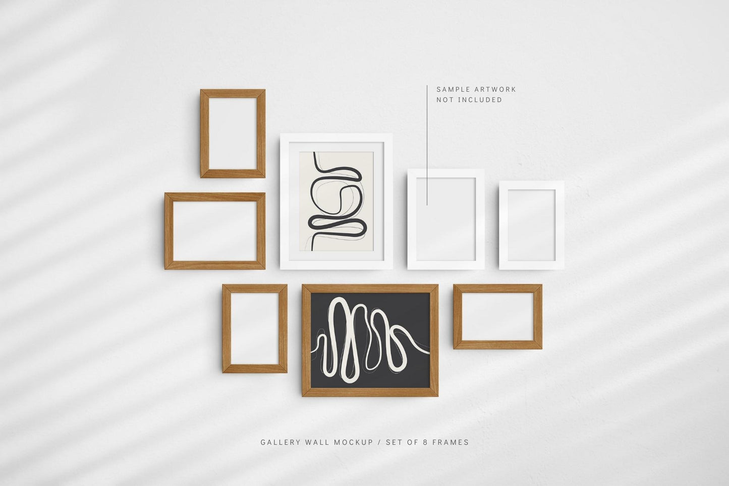 Gallery Wall Mockup | Set of 8 Frames | Frame Mockup | PSD | Editable Frame Colors and Texture