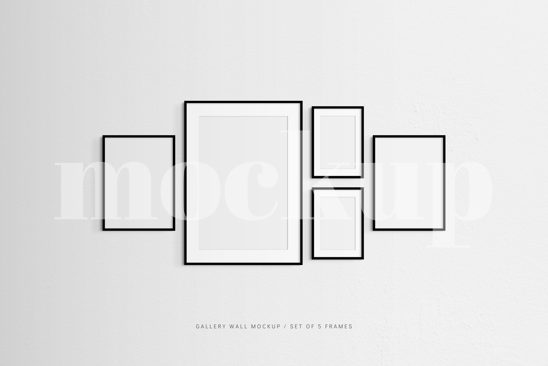 Gallery Wall Mockup | Set of 5 Black Frames | Frame Mockup | PSD