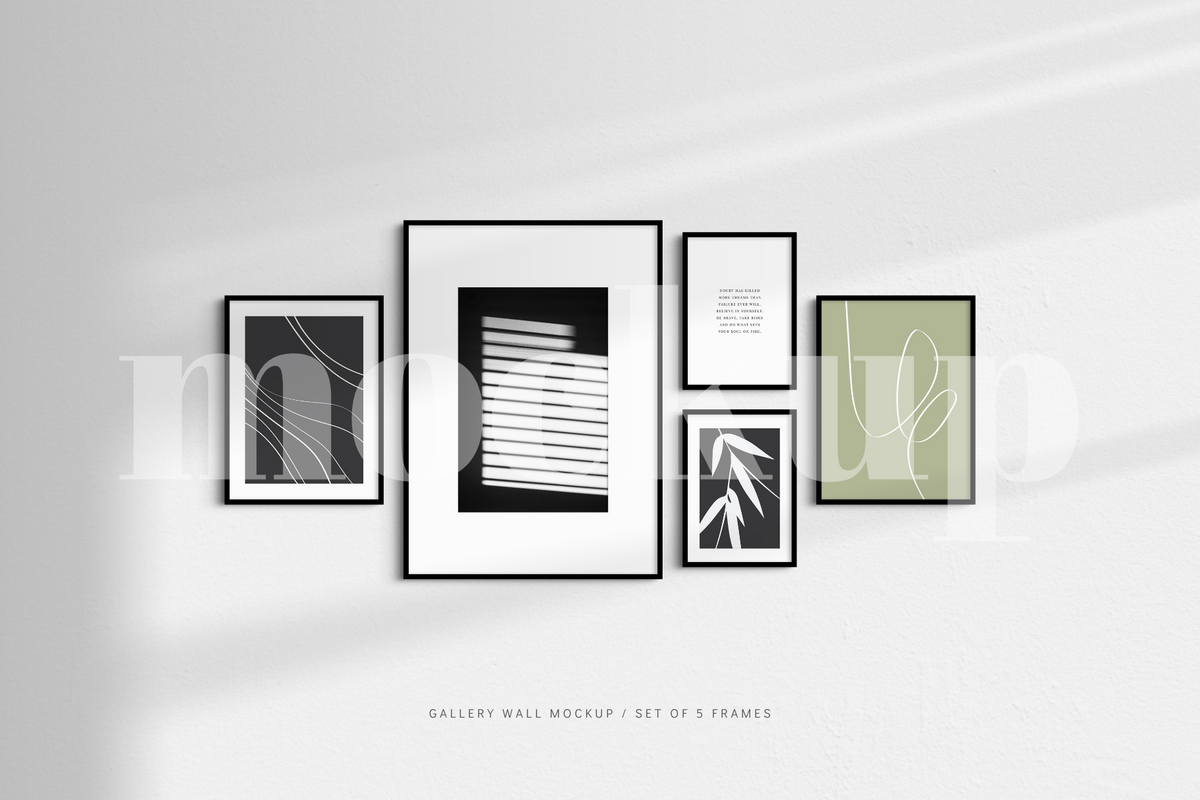 Gallery Wall Mockup | Set of 5 Frames | Frame Mockup | Black | PSD ...