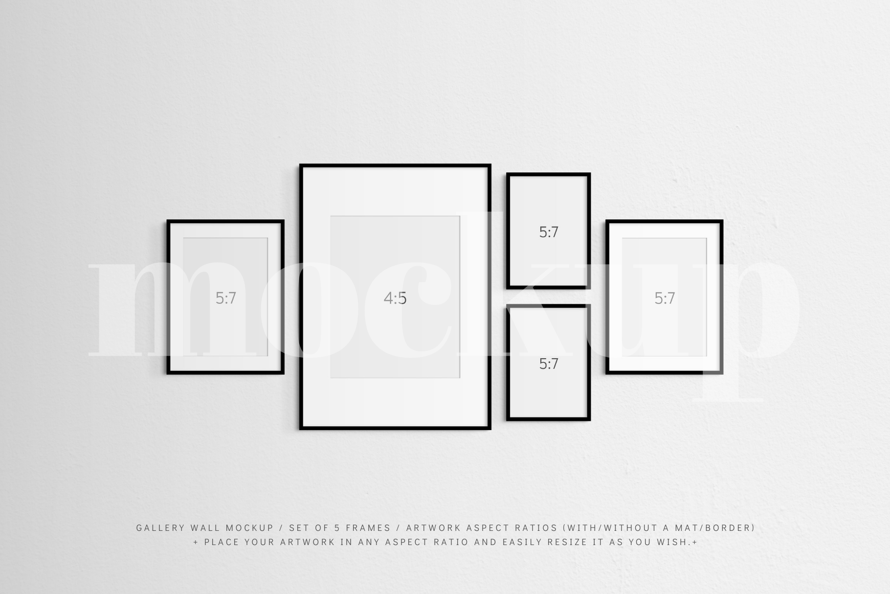 Gallery Wall Mockup | Set of 5 Frames | Frame Mockup | Black | PSD ...