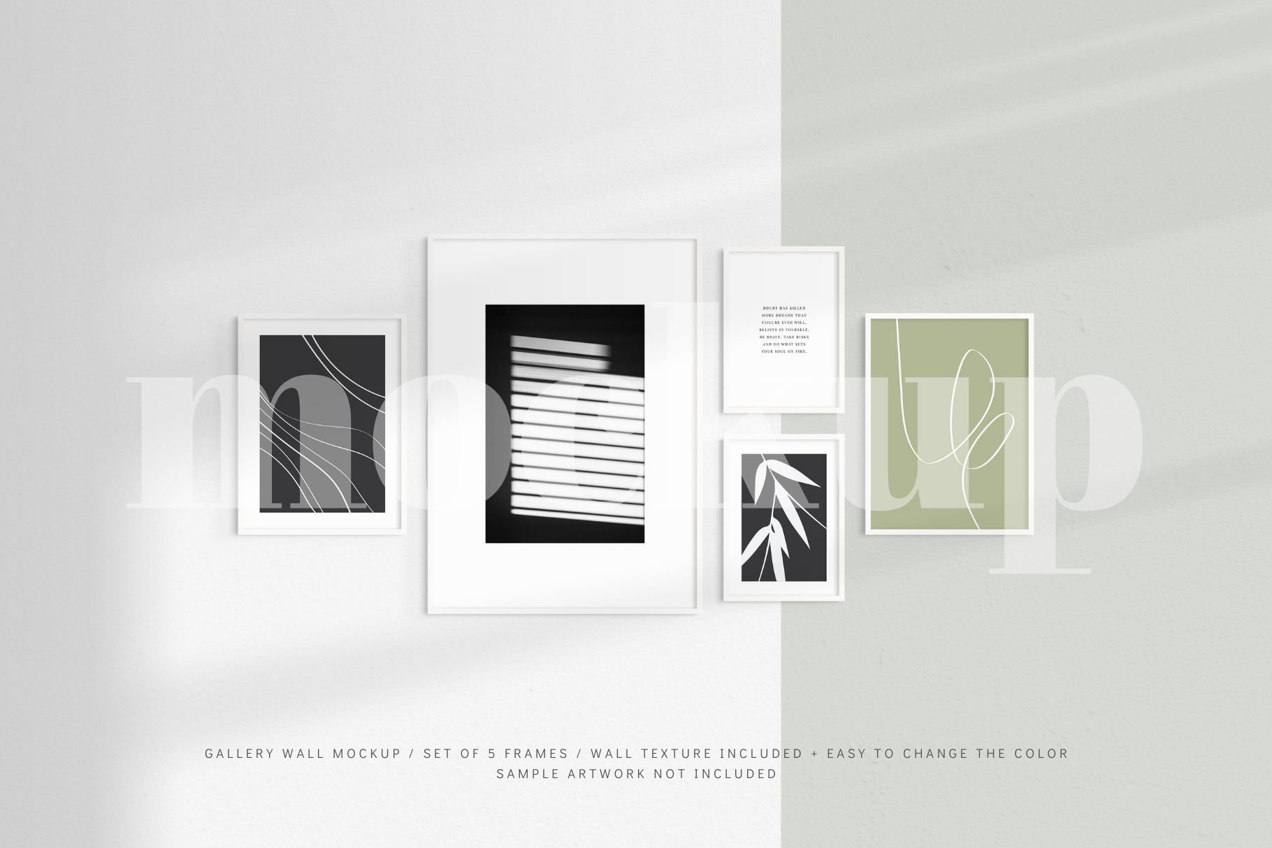 Gallery Wall Mockup | Set of 5 Frames | Frame Mockup | White | PSD