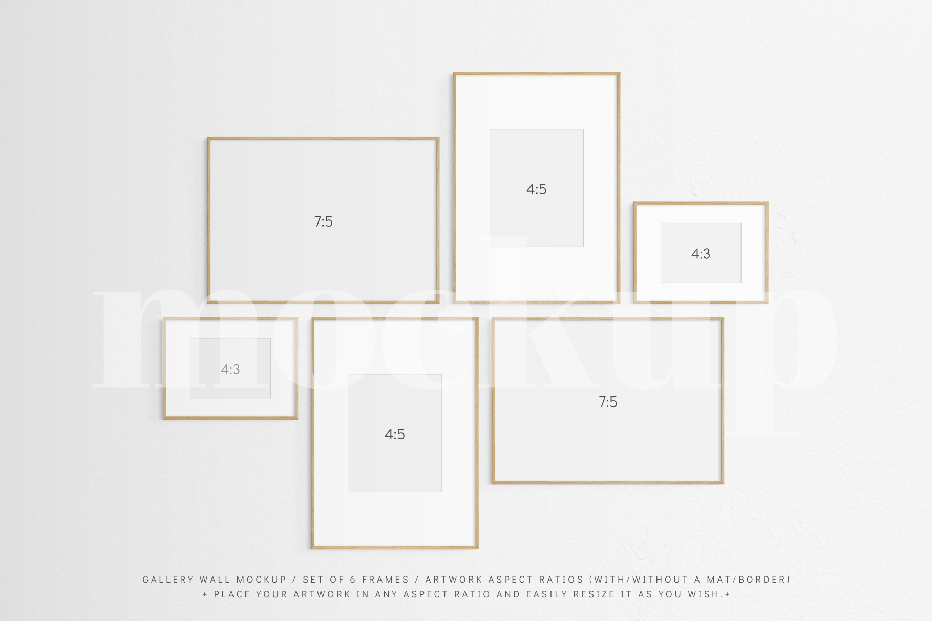 Gallery Wall Mockup | Set of 6 Frames | Frame Mockup | Oak Timber Wood ...