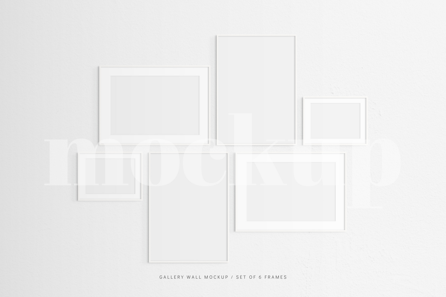 Gallery Wall Mockup | Set of 6 Frames | Frame Mockup | White | PSD