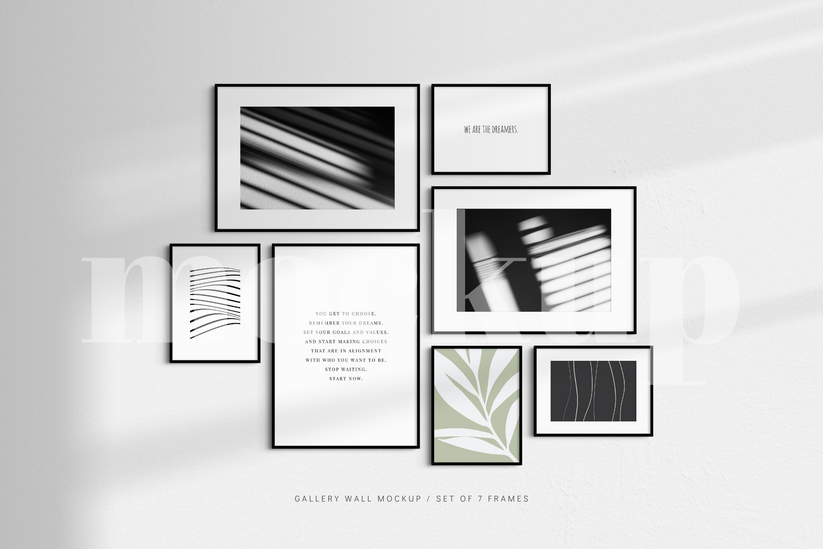 Gallery Wall Mockup | Set of 7 Frames | Frame Mockup | Black | psd ...