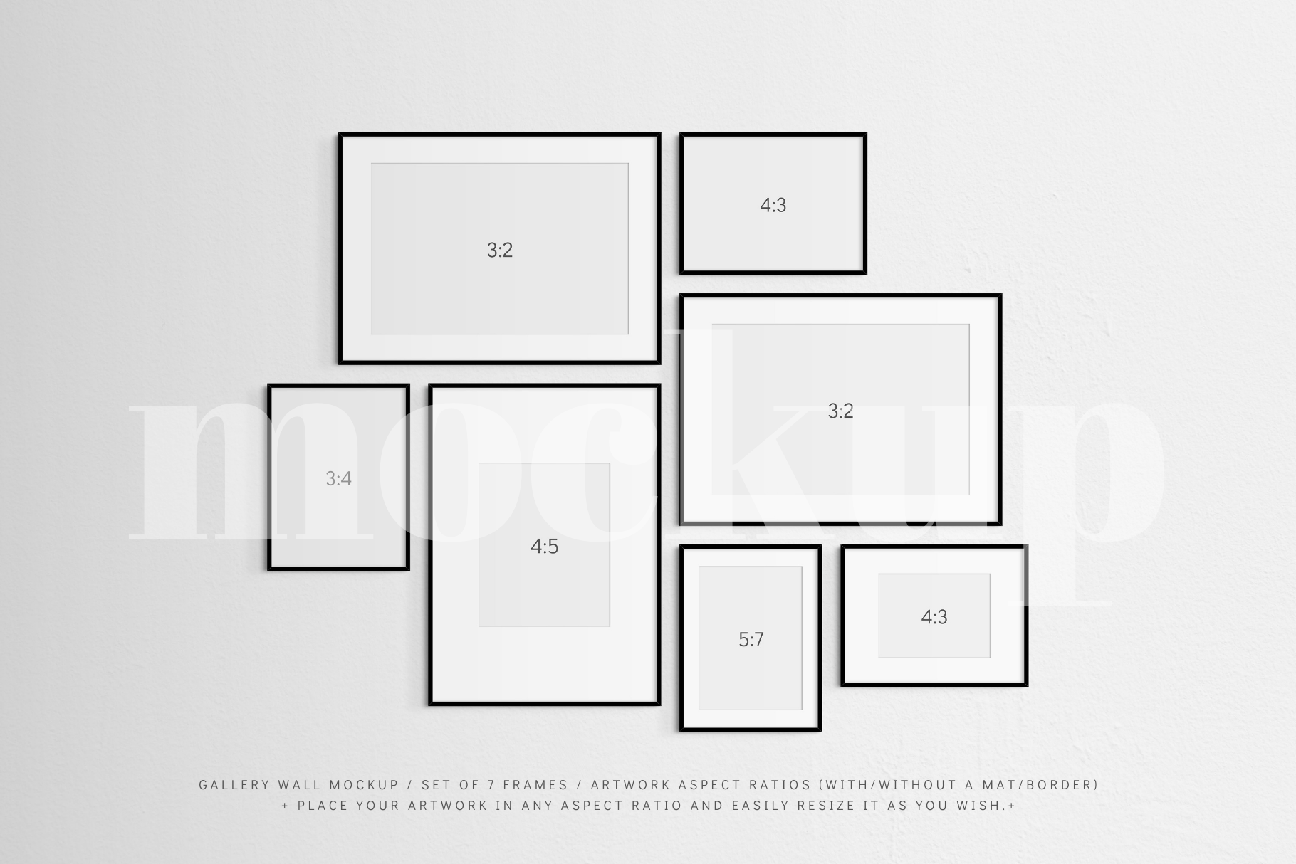 Gallery Wall Mockup | Set of 7 Frames | Frame Mockup | Black | psd ...