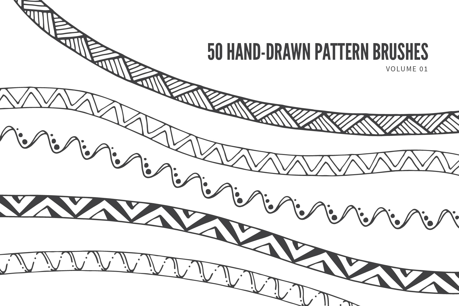 Hand Drawn Vector Pattern Brushes 01 Geometric Tribal Boho Floral
