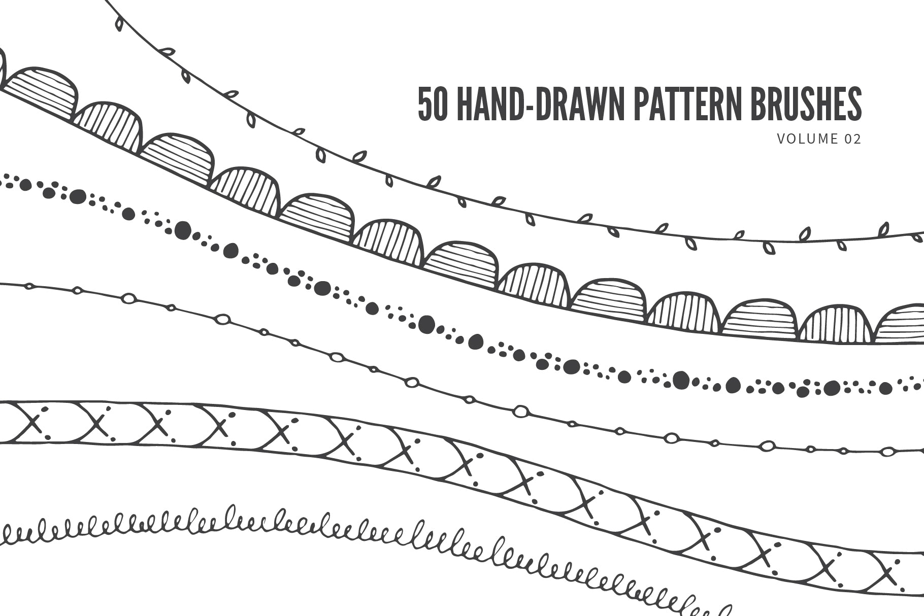 Hand Drawn Vector Pattern Brushes Bundle 01 Geometric Abstract Tribal Boho Floral Botanical Foliage