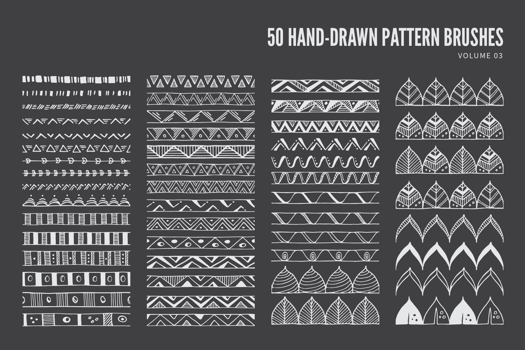 Hand Drawn Vector Pattern Brushes 03 Geometric Tribal Boho Floral