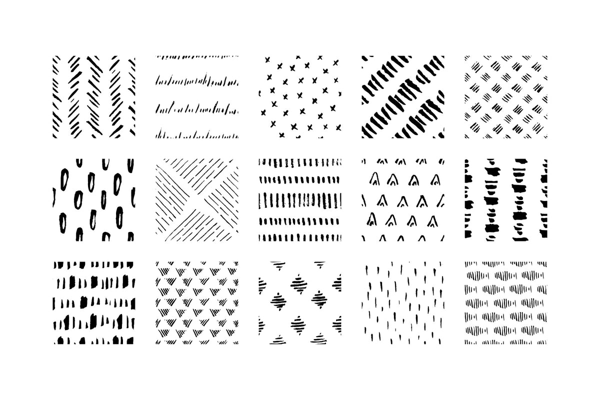 50 Hand-Drawn Seamless Vector Patterns 01 Pen & Ink Patterns, Doodle P ...