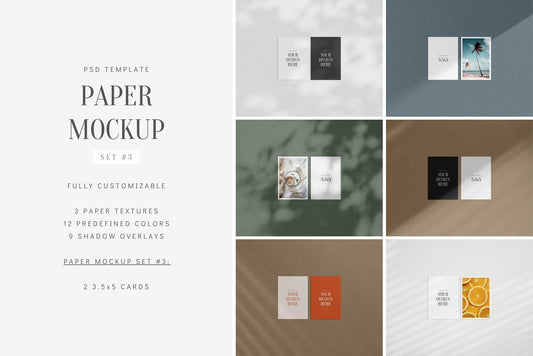 PAPER MOCKUP SET #3 | 3.5x5 Card Mockup | PSD Mockup