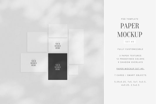 PAPER MOCKUP SET #9 | Stationery Mockup | Card Mockup | PSD Mockup