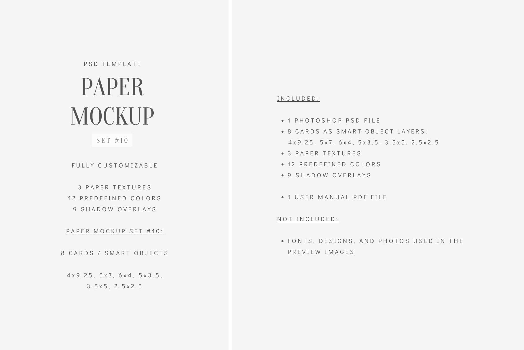 PAPER MOCKUP SET #10 | Stationery Mockup | Card Mockup | PSD Mockup