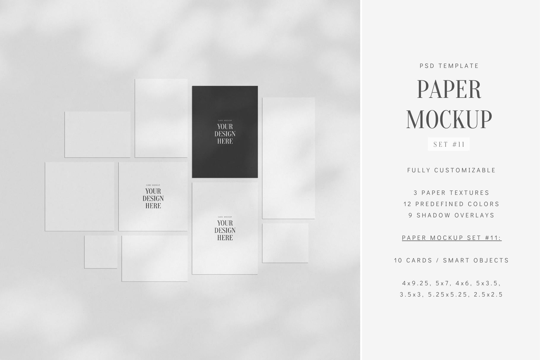 PAPER MOCKUP SET #11 | Stationery Mockup | Card Mockup | PSD Mockup
