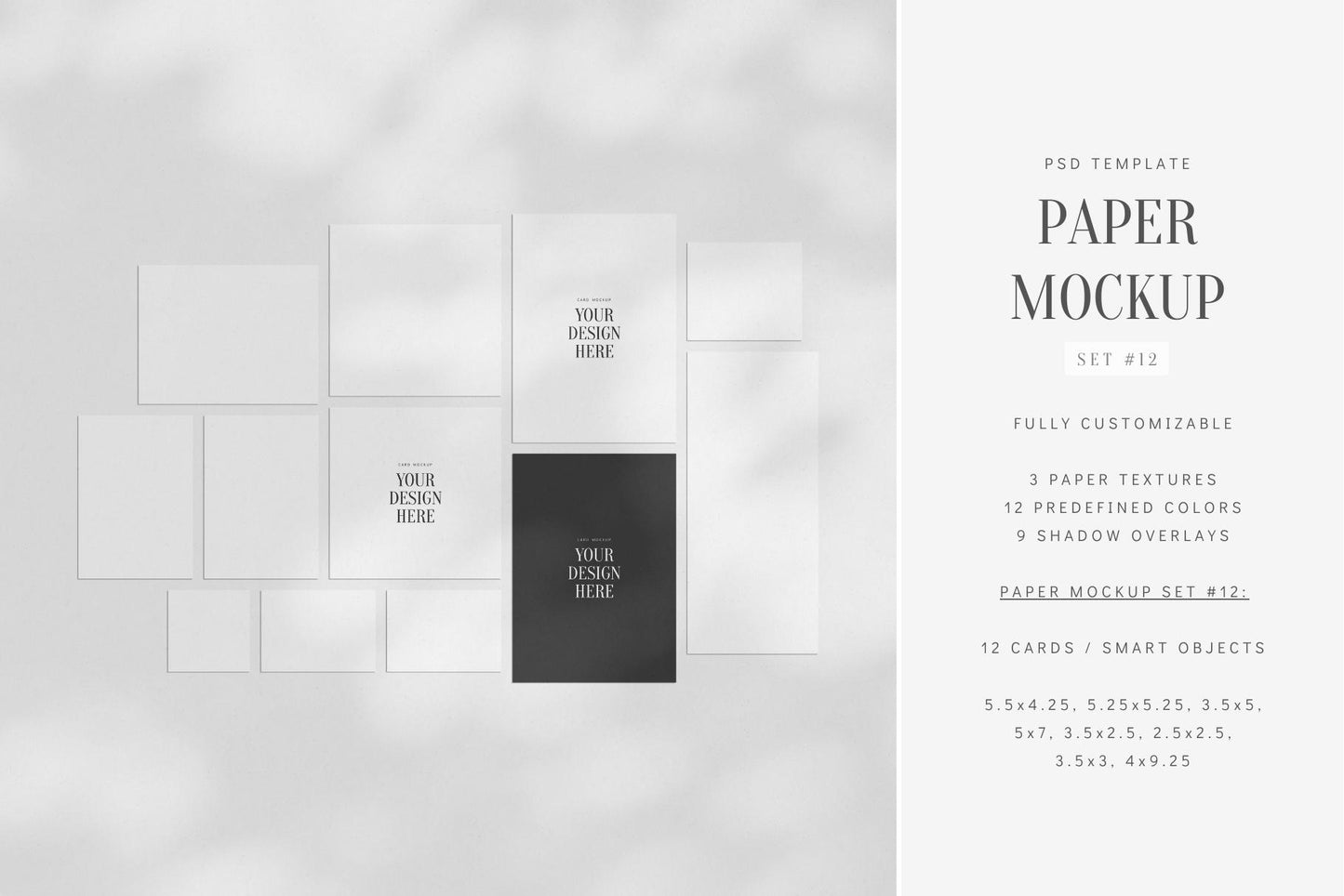 PAPER MOCKUP SET #12 | Stationery Mockup | Card Mockup | PSD Mockup